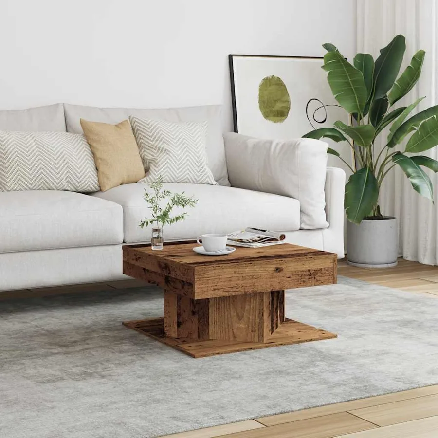 Table basse vieux bois 55x55x30 cm bois d'ingénierie - 3