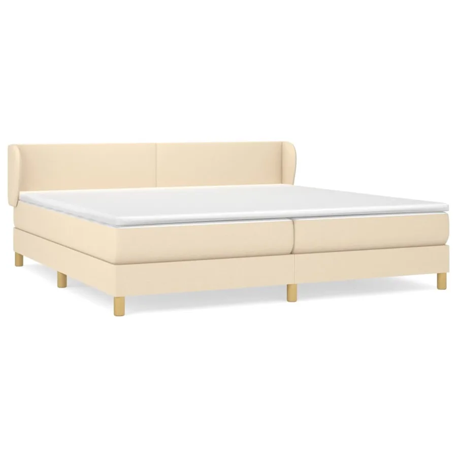 Sommier à lattes de lit avec matelas Crème 200x200 cm Tissu - 2