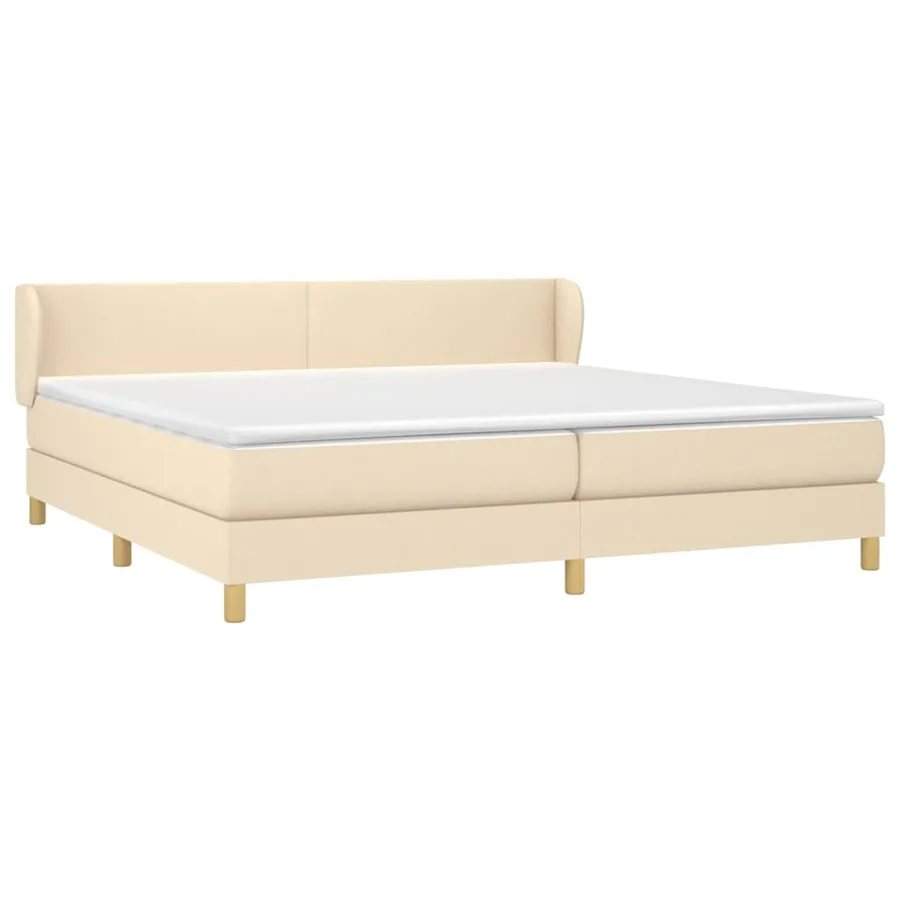 Sommier à lattes de lit avec matelas Crème 200x200 cm Tissu - 3