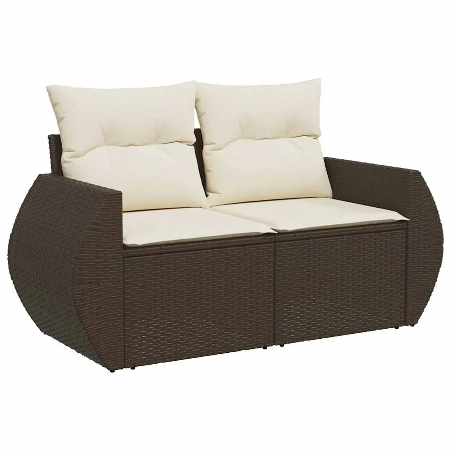Salon de jardin avec coussins 5 pcs marron résine tressée - 4