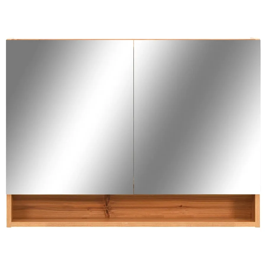 Armoire à miroir de salle de bain LED Chêne 80x15x60 cm MDF - 4