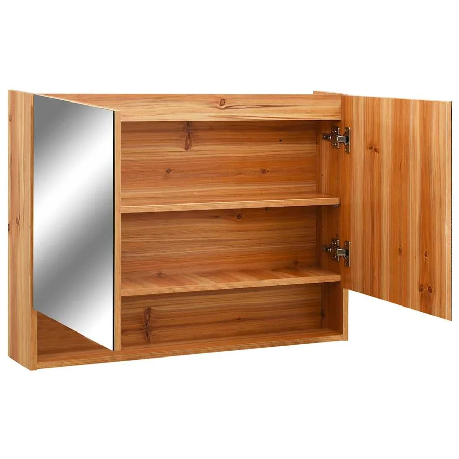 Armoire à miroir de salle de bain LED Chêne 80x15x60 cm MDF - 5
