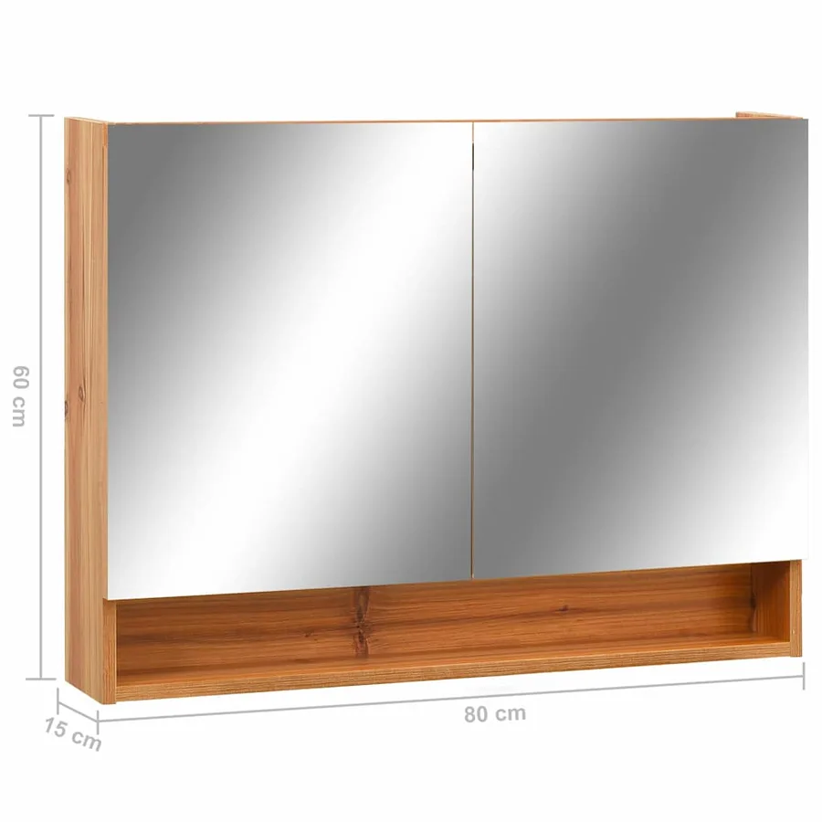 Armoire à miroir de salle de bain LED Chêne 80x15x60 cm MDF - 8