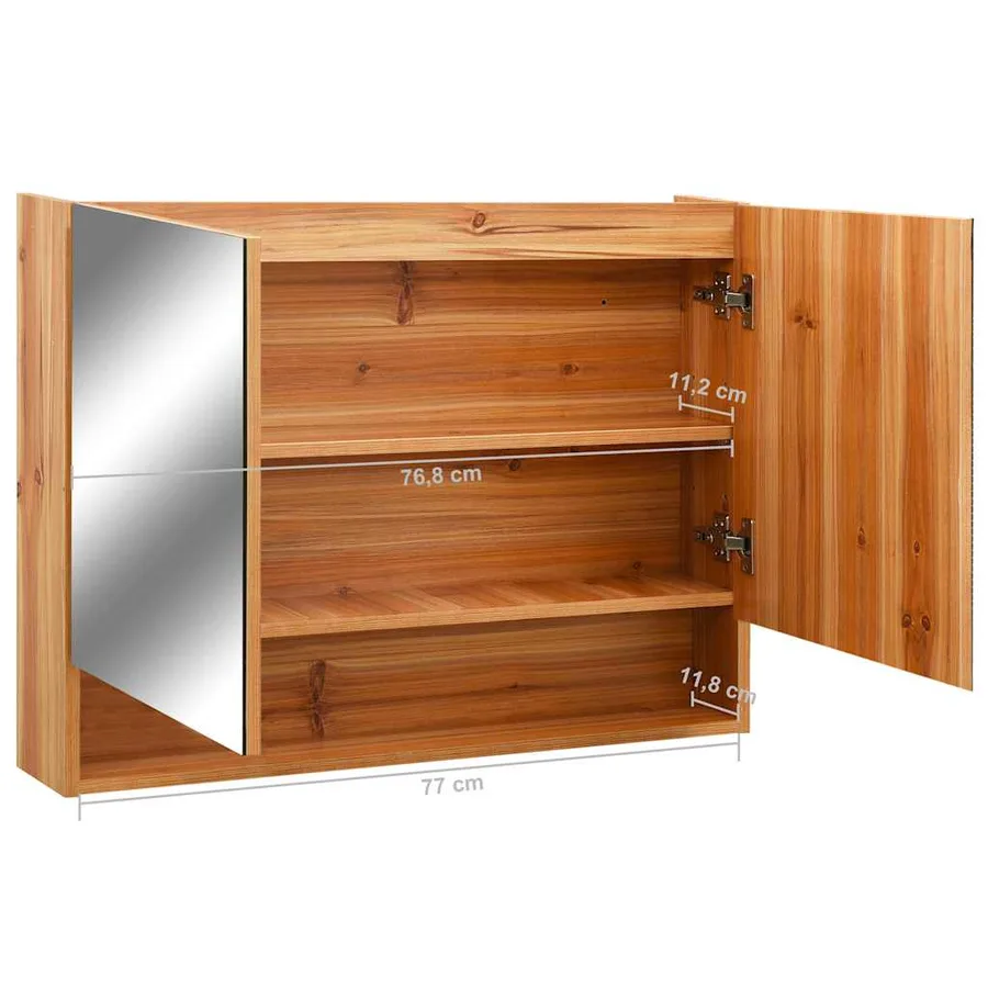 Armoire à miroir de salle de bain LED Chêne 80x15x60 cm MDF - 9