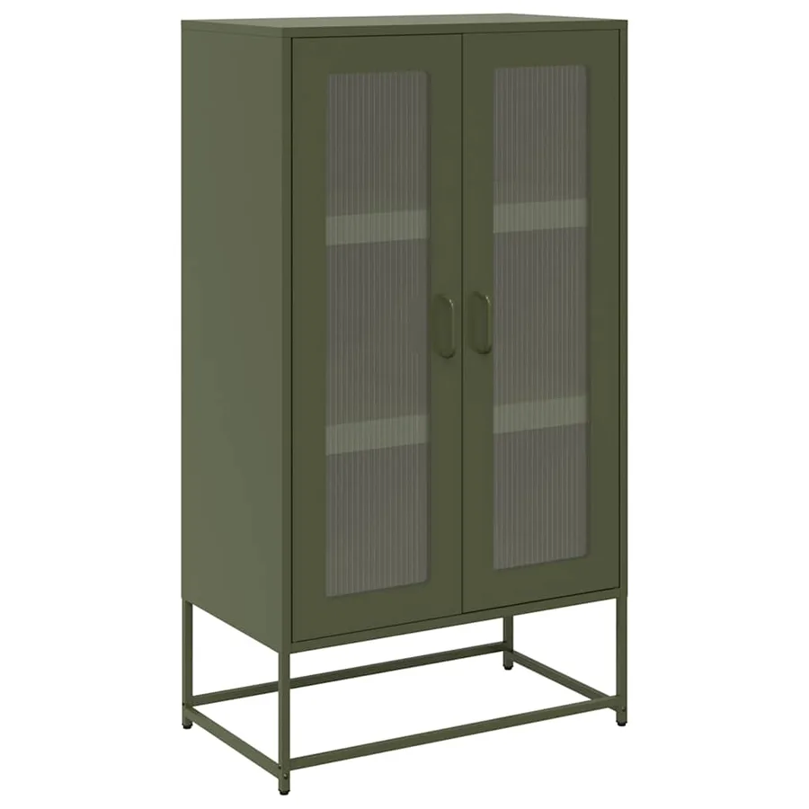 Buffet haut vert olive 68x39x123 cm acier - 2