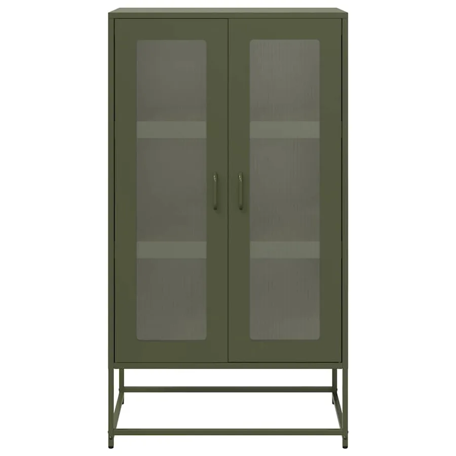 Buffet haut vert olive 68x39x123 cm acier - 5