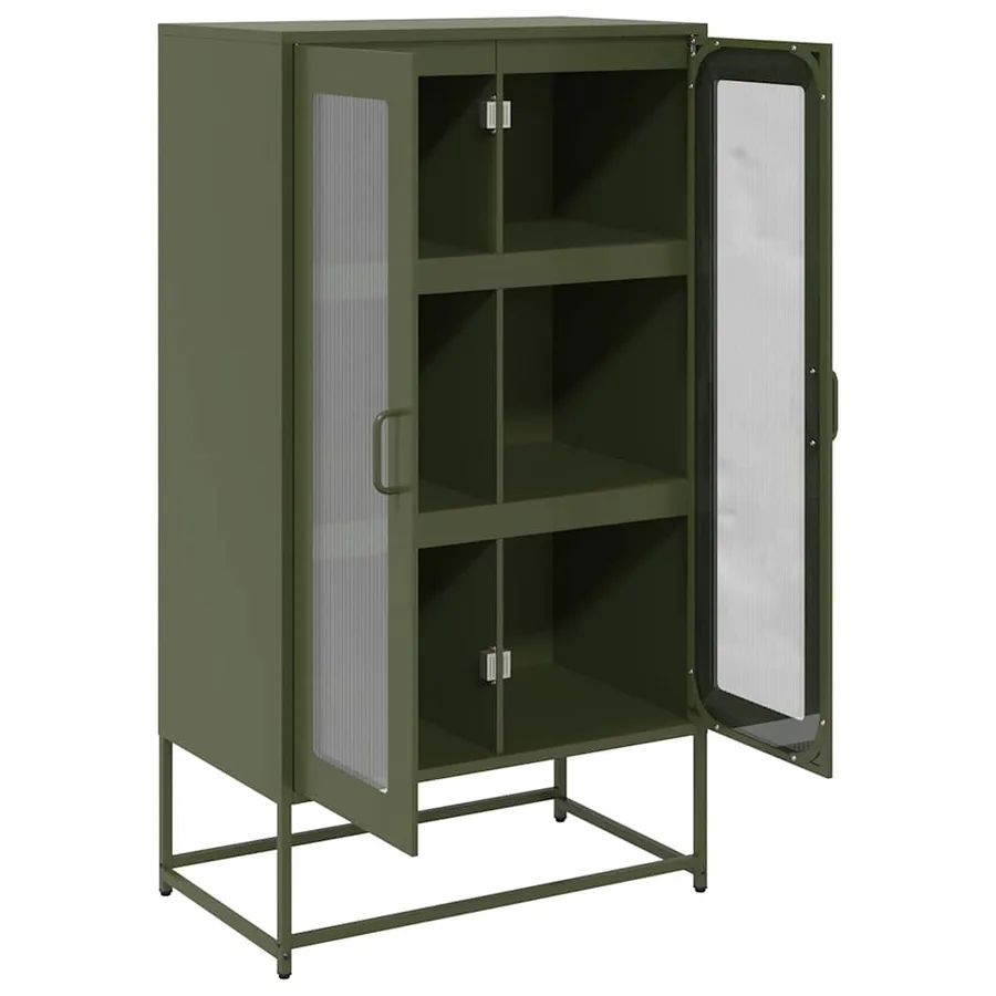Buffet haut vert olive 68x39x123 cm acier - 6