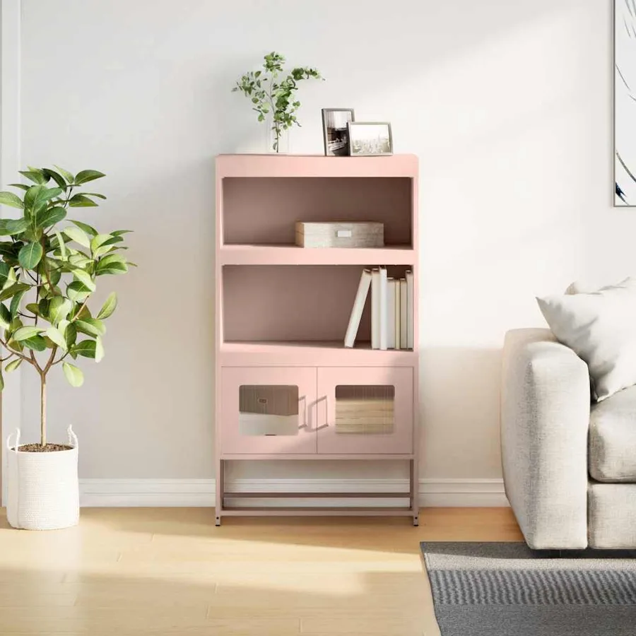 Buffet haut rose 68x39x123 cm acier - 3
