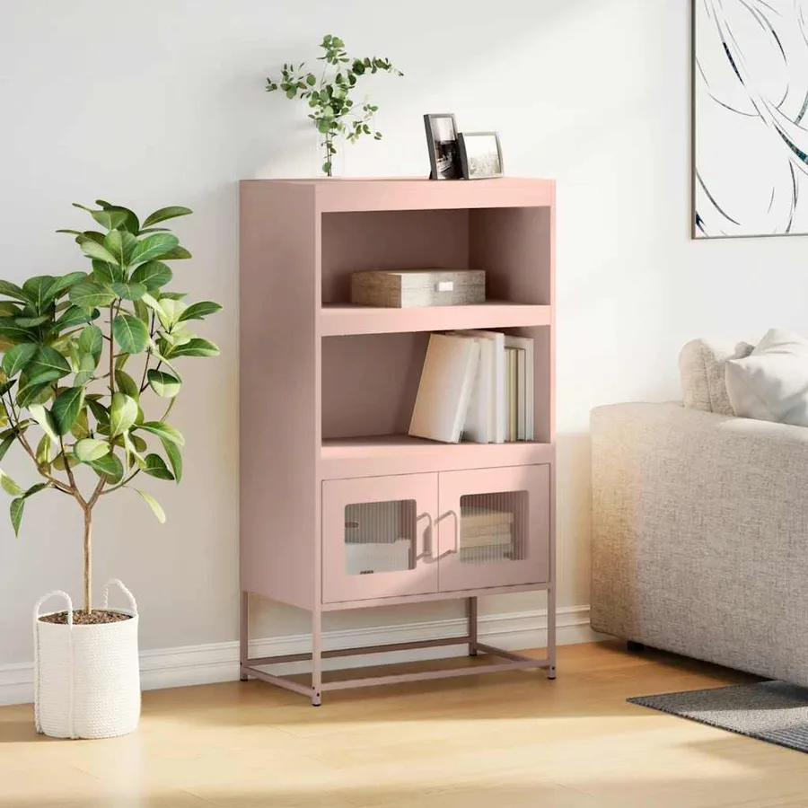 Buffet haut rose 68x39x123 cm acier - 4
