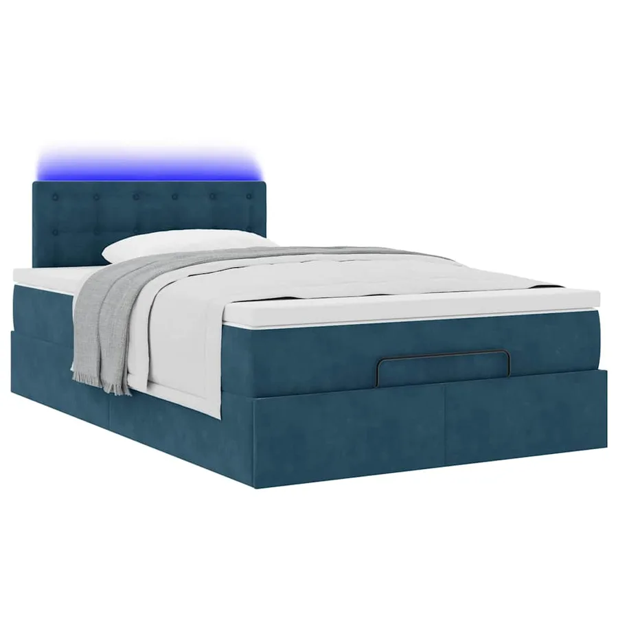 Cadre de lit ottoman avec matelas bleu foncé 120x200 cm velours - 6