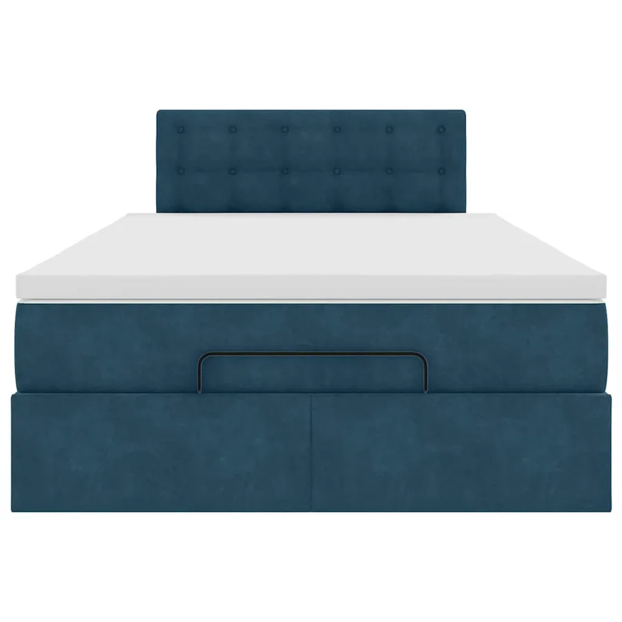 Cadre de lit ottoman avec matelas bleu foncé 120x200 cm velours - 8