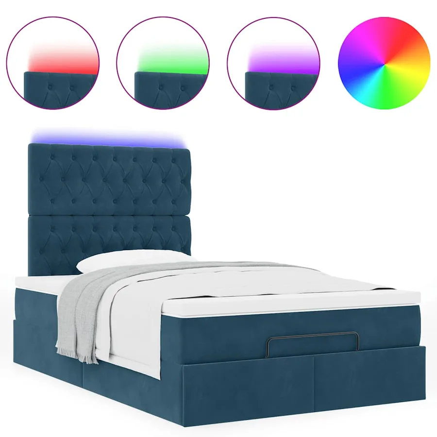 Cadre de lit ottoman avec matelas bleu foncé 120x200 cm velours - 5