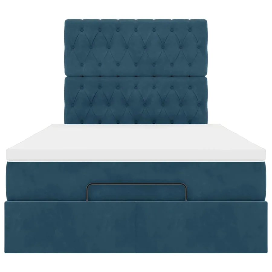 Cadre de lit ottoman avec matelas bleu foncé 120x200 cm velours - 8
