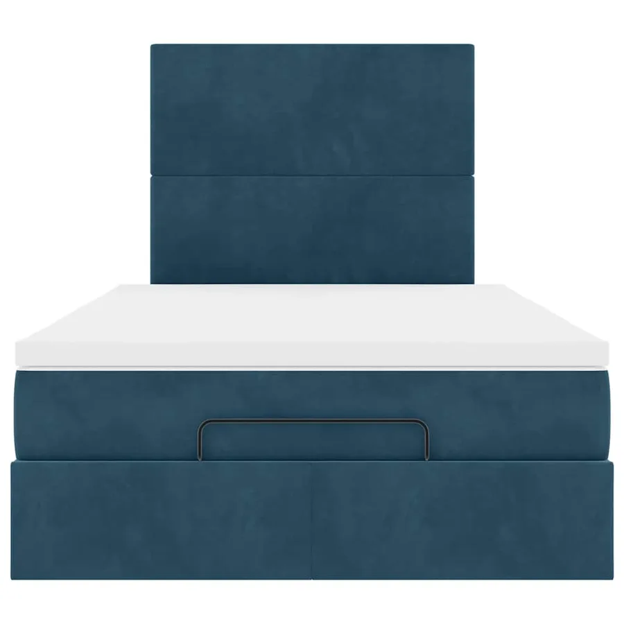 Cadre de lit ottoman avec matelas bleu foncé 120x200 cm velours - 8