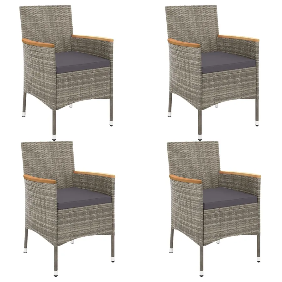 Ensemble à manger de jardin 5 pcs coussins gris résine tressée - 4