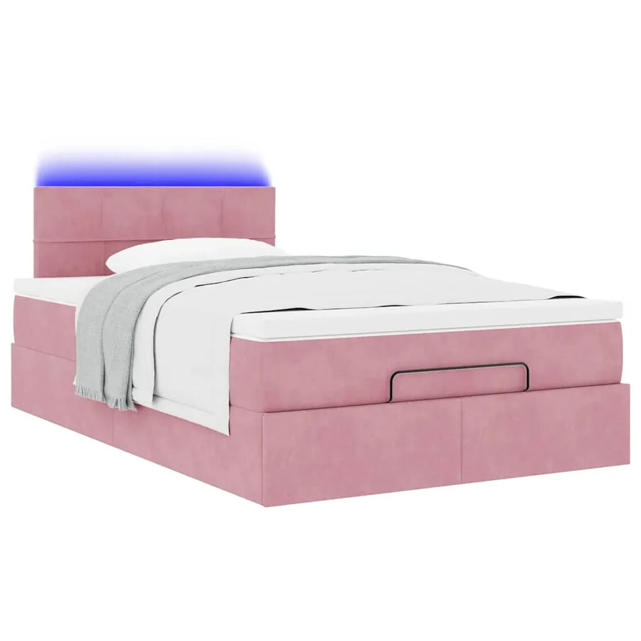 Cadre de lit ottoman avec matelas rose 120x200 cm velours - 3