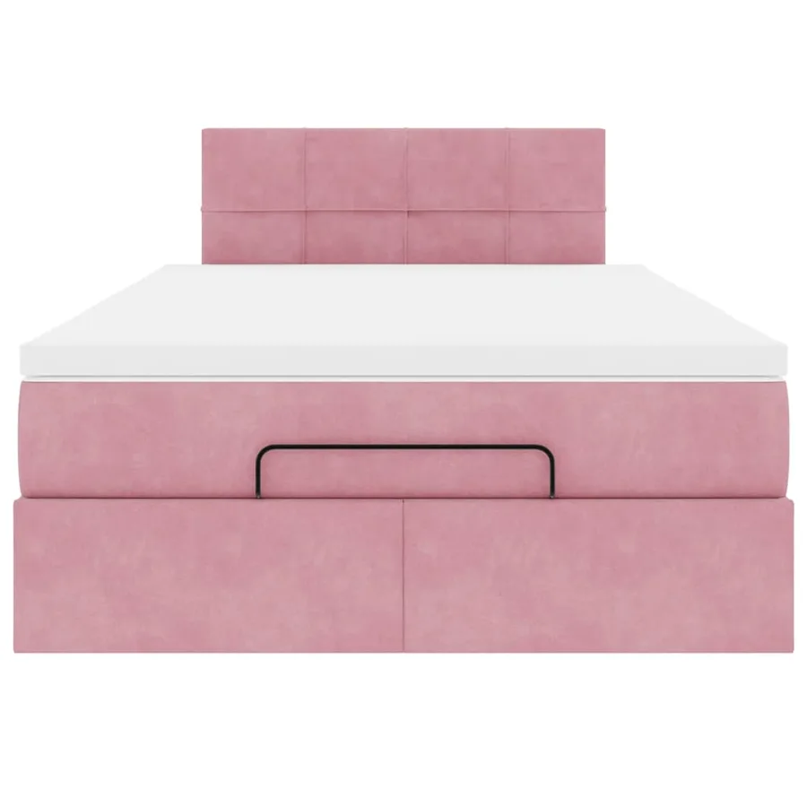 Cadre de lit ottoman avec matelas rose 120x200 cm velours - 6