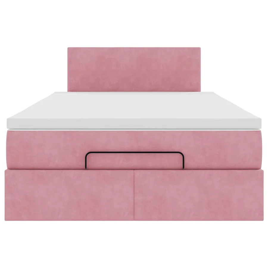 Cadre de lit ottoman avec matelas rose 120x200 cm velours - 7