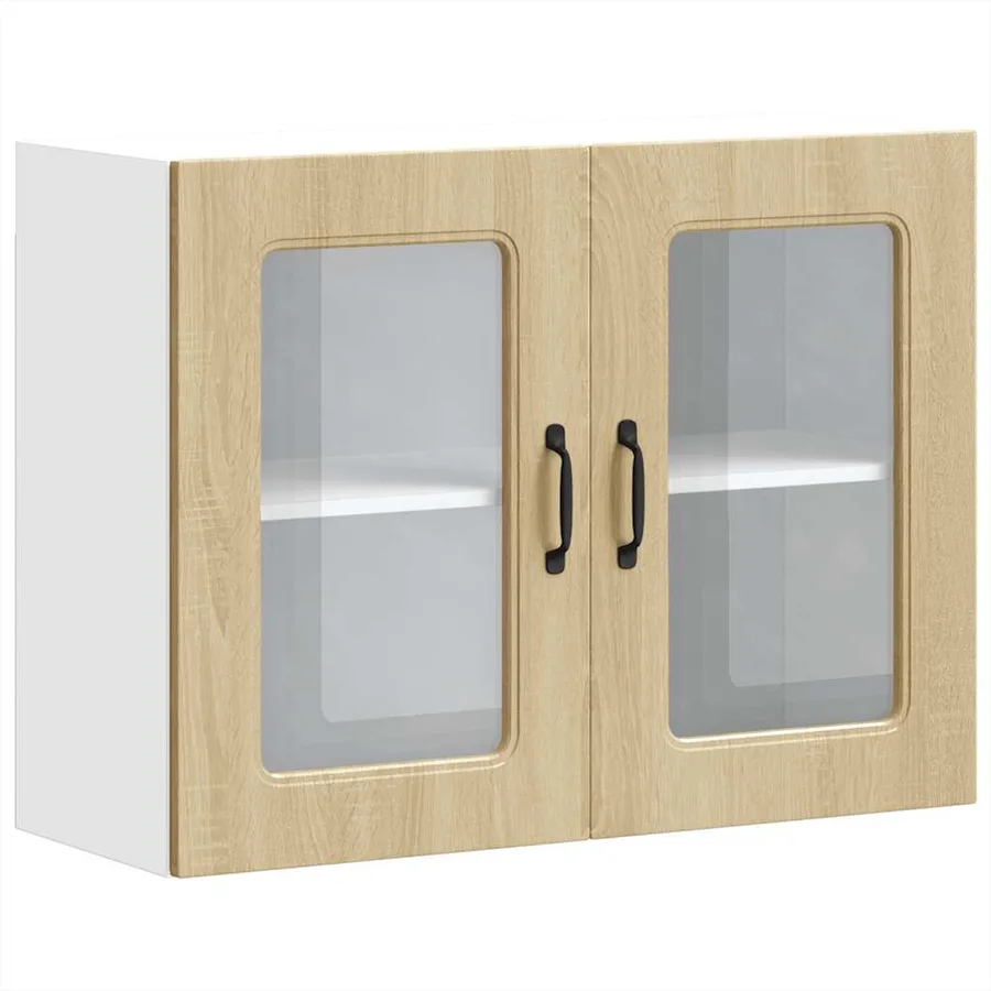 Armoire murale de cuisine avec porte vitrée "Kalmar" en bois d'ingénierie chêne Sonoma - 2