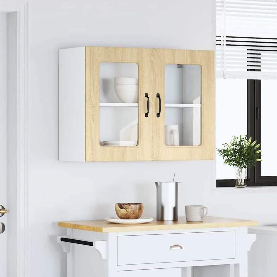 Armoire murale de cuisine avec porte vitrée "Kalmar" en bois d'ingénierie chêne Sonoma - 3