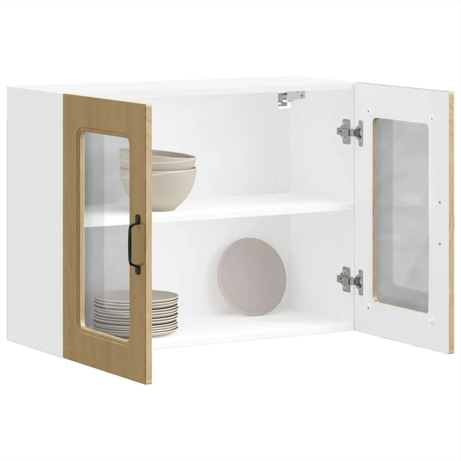 Armoire murale de cuisine avec porte vitrée "Kalmar" en bois d'ingénierie chêne Sonoma - 5