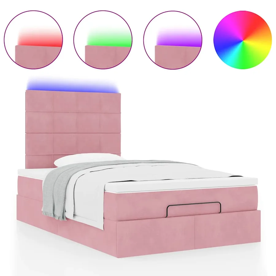Cadre de lit ottoman avec matelas rose 120x200 cm velours - 5