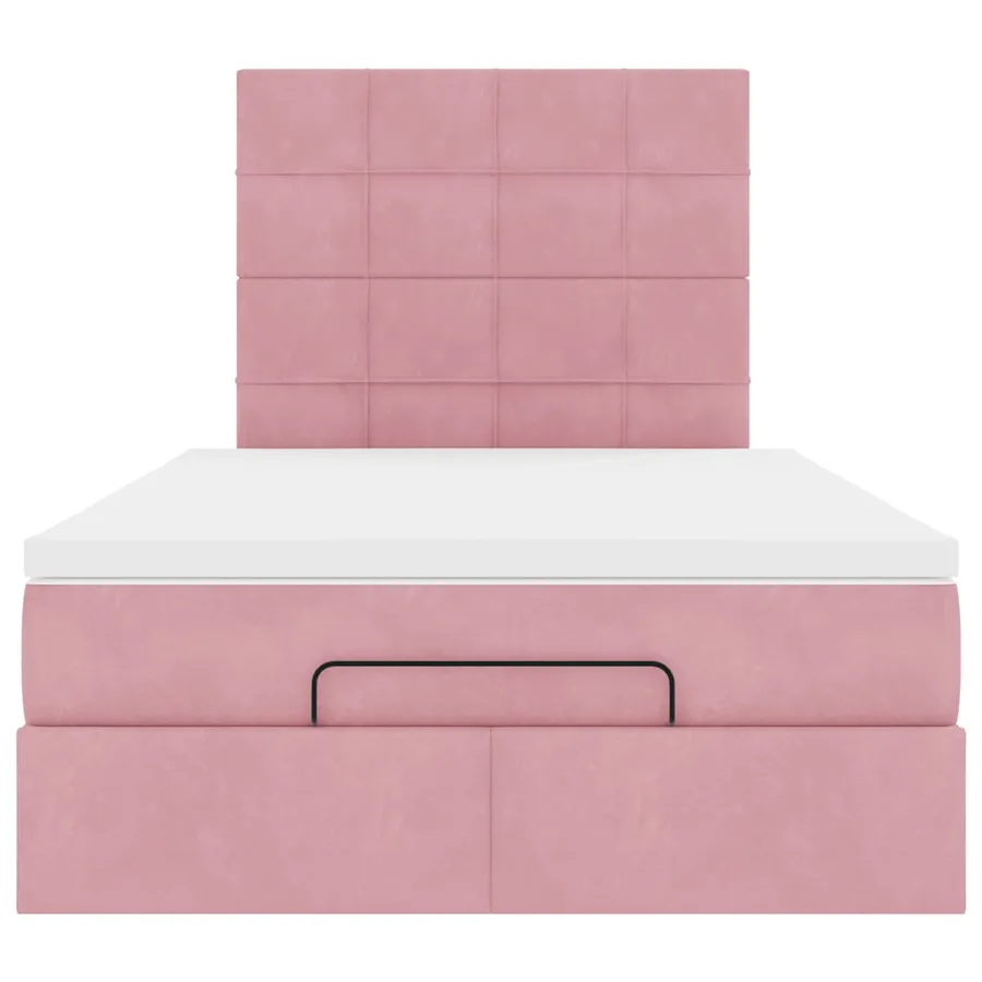Cadre de lit ottoman avec matelas rose 120x200 cm velours - 8