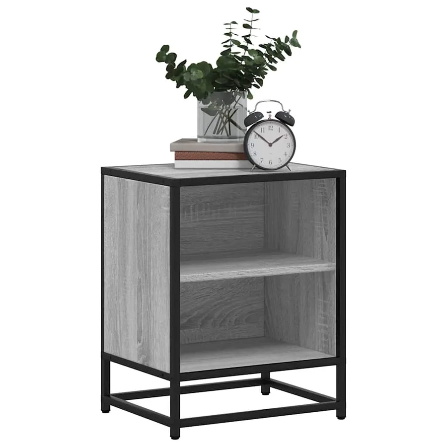 Table de chevet sonoma gris 40x31x50 cm bois d'ingénierie métal - 4