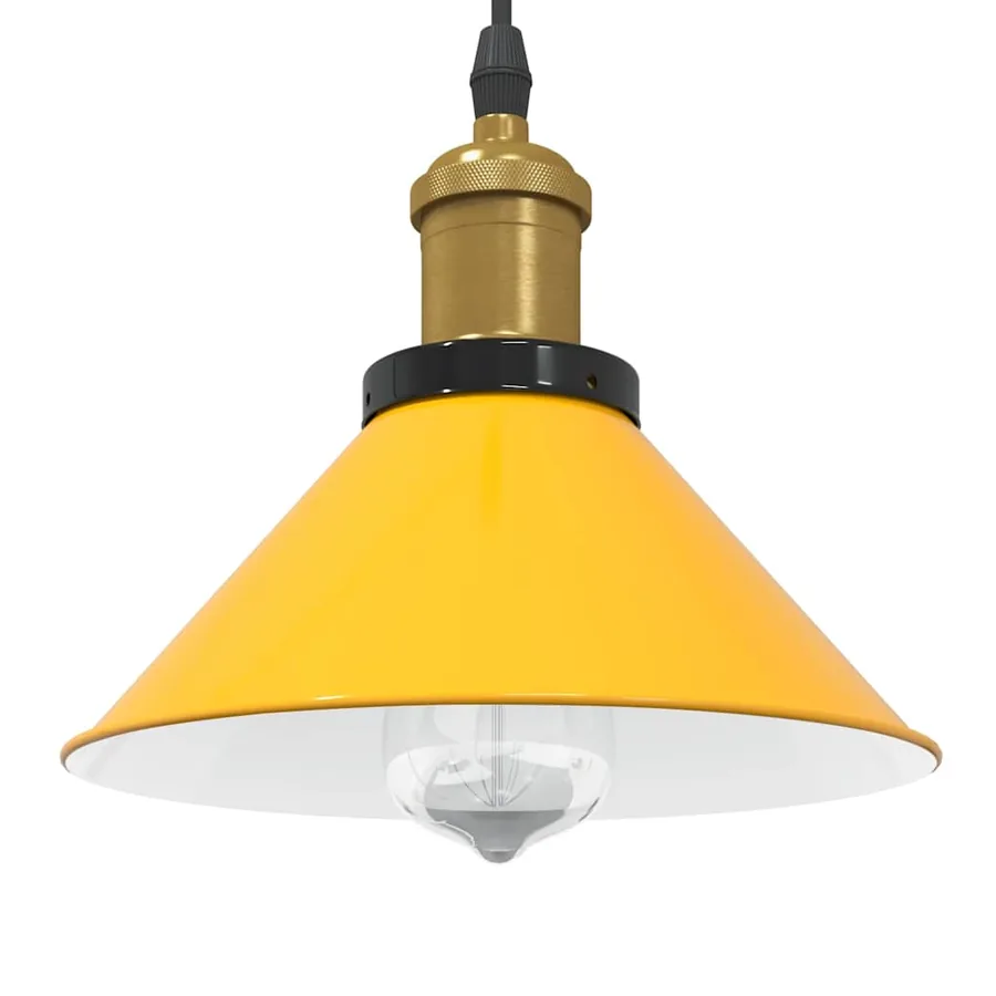 Lampe suspendue réglable hauteur E27 jaune brillant Ø22cm métal