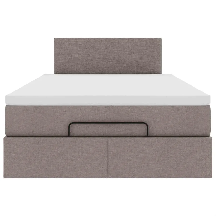 Cadre de lit ottoman avec matelas taupe 120x190 cm tissu - 7