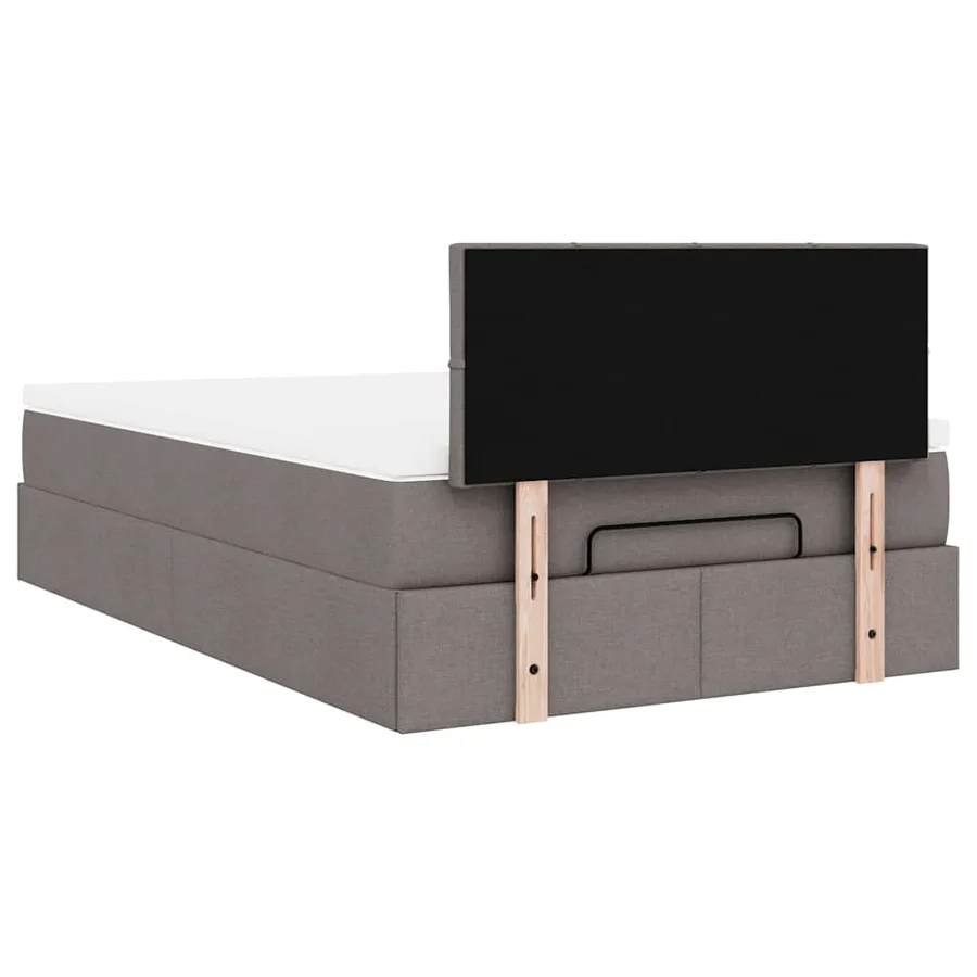 Cadre de lit ottoman avec matelas taupe 120x190 cm tissu - 11