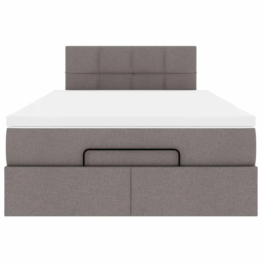 Cadre de lit ottoman avec matelas taupe 120x190 cm tissu - 7