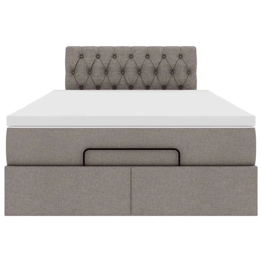 Cadre de lit ottoman avec matelas taupe 120x190 cm tissu - 7