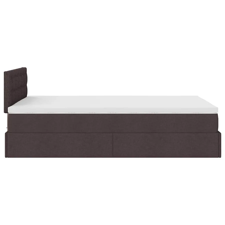 Cadre de lit ottoman avec matelas marron foncé 120x190 cm tissu - 10