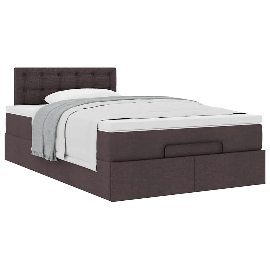 Cadre de lit ottoman avec matelas marron foncé 120x190 cm tissu - 5