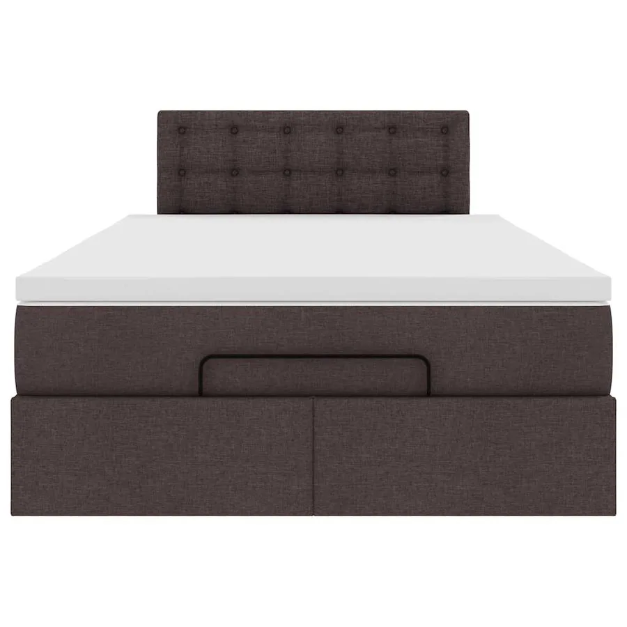 Cadre de lit ottoman avec matelas marron foncé 120x190 cm tissu - 7