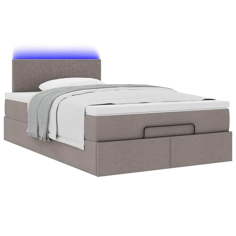 Lit ottoman avec matelas et LED Taupe 120x190 cm tissu - 6