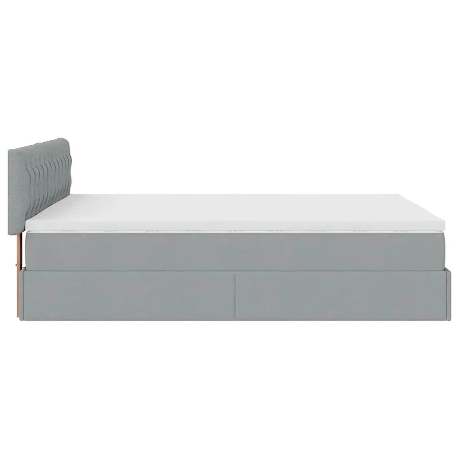 Cadre de lit ottoman et matelas gris clair 140x200 cm tissu - 11
