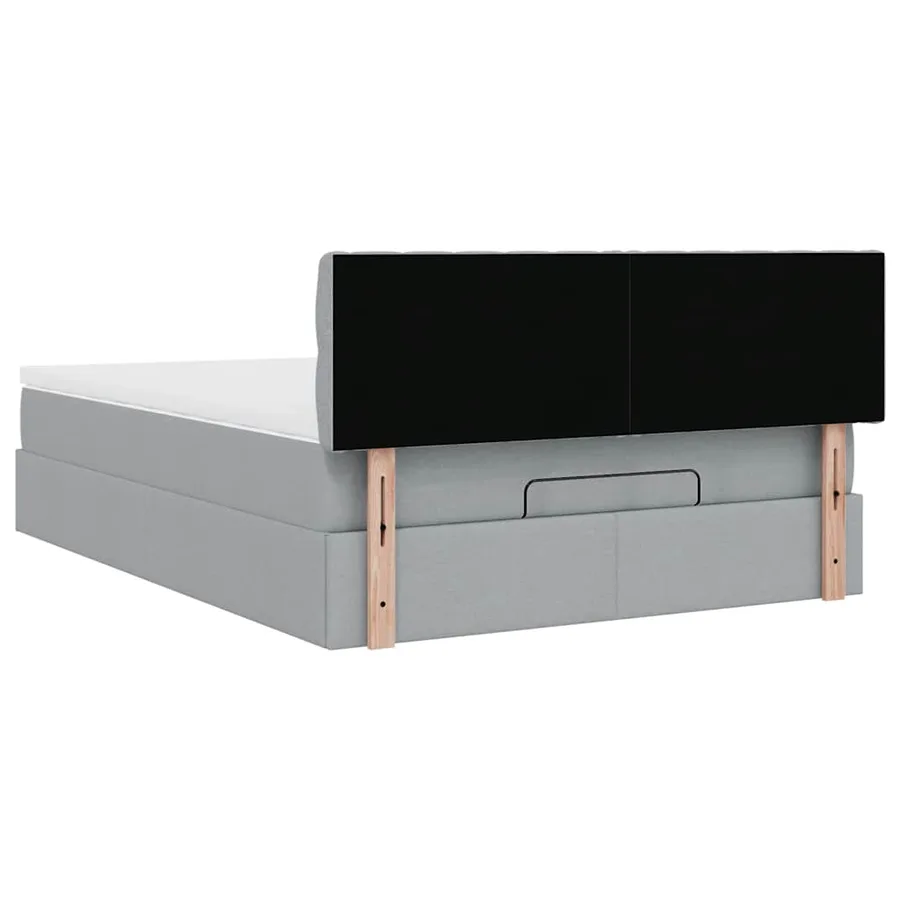 Cadre de lit ottoman et matelas gris clair 140x200 cm tissu - 12