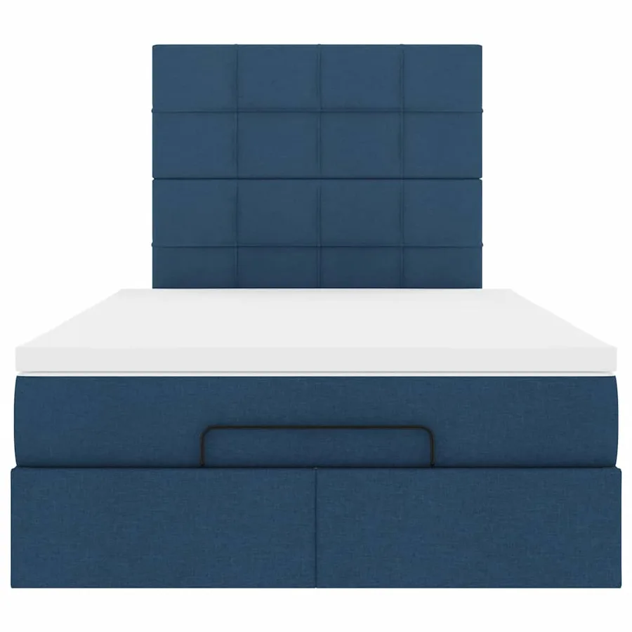Cadre de lit ottoman avec matelas bleu 120x190 cm tissu - 7