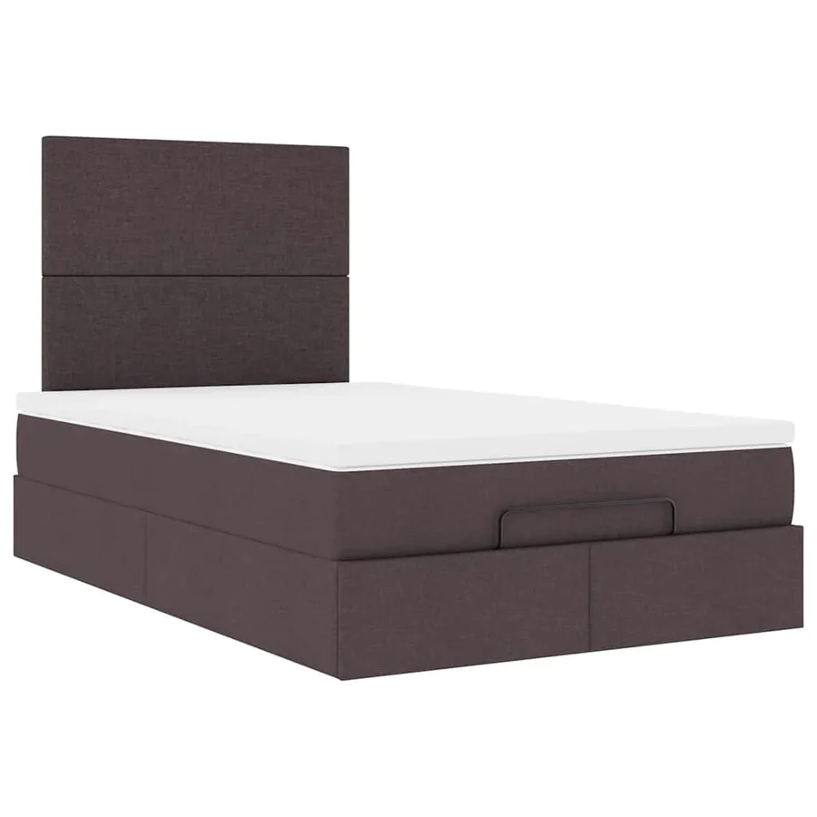 Cadre de lit ottoman avec matelas marron foncé 120x190 cm tissu - 6