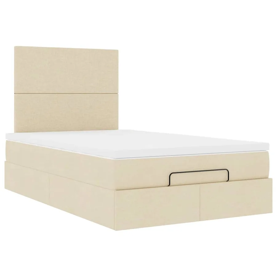 Cadre de lit ottoman avec matelas crème 120x190 cm tissu - 6