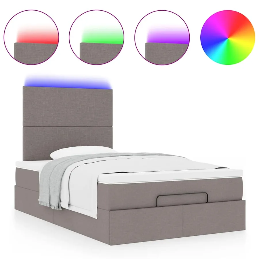 Cadre de lit ottoman avec matelas taupe 120x190 cm tissu - 5