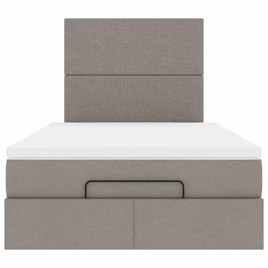 Cadre de lit ottoman avec matelas taupe 120x190 cm tissu - 8