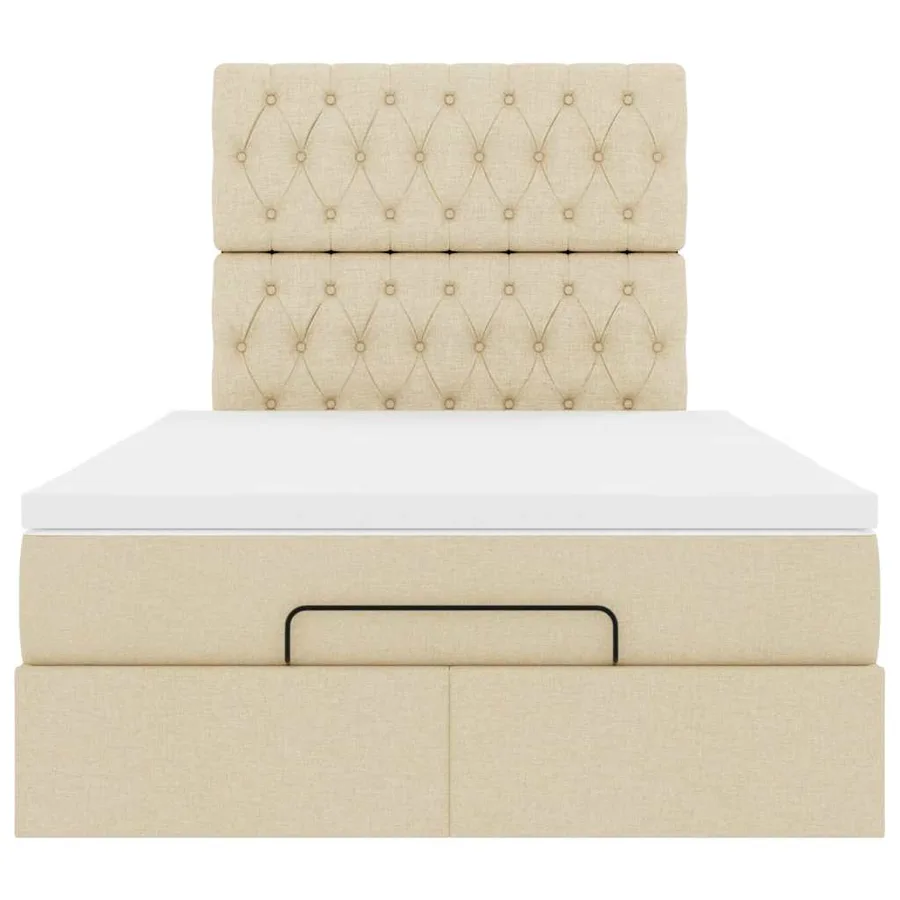 Cadre de lit ottoman avec matelas crème 120x190 cm tissu - 7