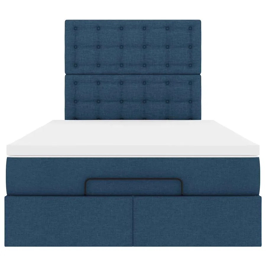 Cadre de lit ottoman avec matelas bleu 120x190 cm tissu - 8