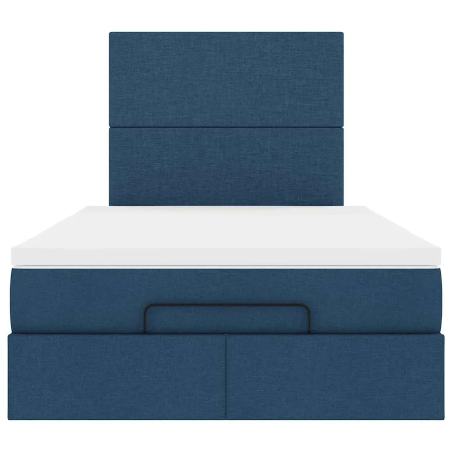 Cadre de lit ottoman avec matelas bleu 120x190 cm tissu - 8