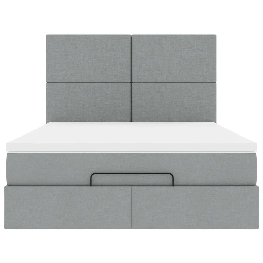 Cadre de lit ottoman et matelas gris clair 140x200 cm tissu - 8