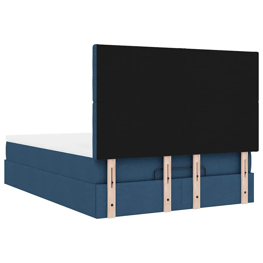 Cadre de lit ottoman avec matelas bleu 140x200 cm tissu - 12