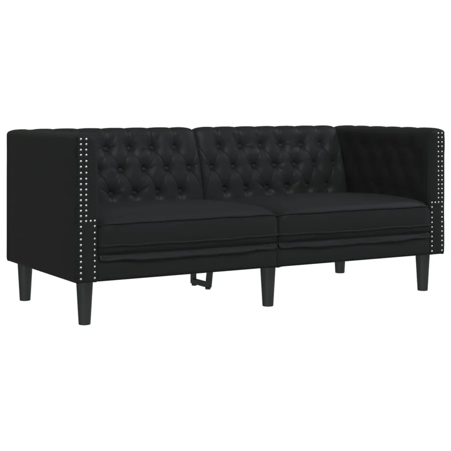 Ensemble de canapé Chesterfield 3 pcs noir similicuir - 5